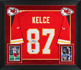 Chiefs Travis Kelce Authentic Signed Red Nike Limited Framed Jersey BAS Witness