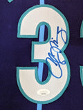 FRAMED CHARLOTTE HORNETS ALONZO MOURNING SIGNED JERSEY JSA COA
