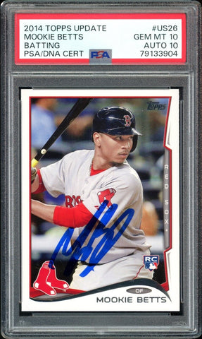 2014 Topps Update #US26 Mookie Betts RC Rookie On Card PSA 10/10 Auto GEM MINT