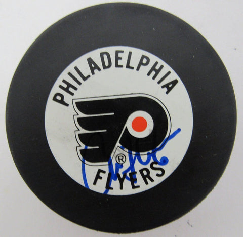 Chris Therien Philadelphia Flyers Autographed/Signed Flyers Logo Puck JSA 139246