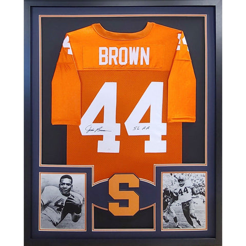 Jim Brown Autographed Signed Framed Syracuse Browns Jersey JSA