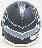 CHRIS CARSON AUTOGRAPHED SEAHAWKS BLUE SPEED MINI HELMET FANATICS HOLO 216813