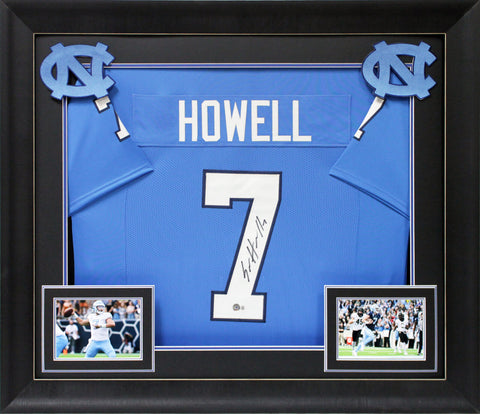 UNC Sam Howell Authentic Signed Blue Pro Style Framed Jersey BAS Witnessed