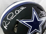 Irvin, Smith, Aikman Signed Cowboys F/S Flat Black Authentic Helmet-Beckett Auth