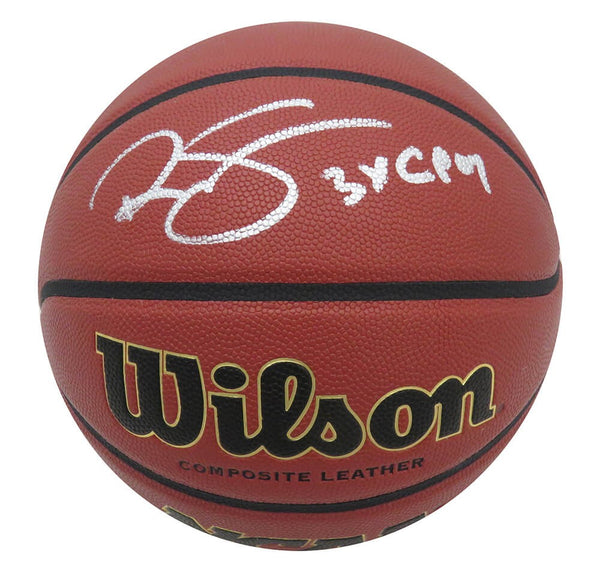 Ralph Sampson Signed Wilson NCAA Basketball w/3x COPY - (SCHWARTZ SPORTS COA)