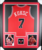 TONY KUKOC (Bulls red TOWER) Signed Autographed Framed Jersey JSA