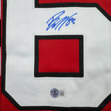 Framed Autographed/Signed Jesper Bratt 35x39 Red Hockey Jersey Beckett BAS COA