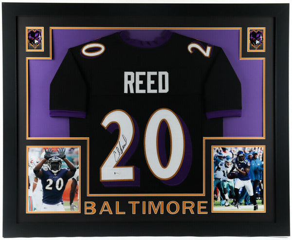 Ed Reed Signed 35x43 Custom Framed Baltimore Ravens Jersey Display