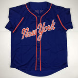 Autographed/Signed DWIGHT DOC GOODEN New York Blue Jersey JSA COA Auto