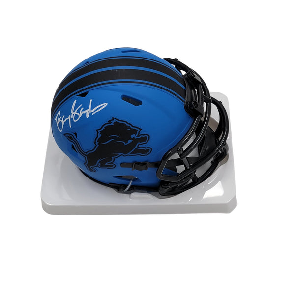 Barry Sanders Autographed Detroit Lions Rave Mini Helmet Beckett Authenticated