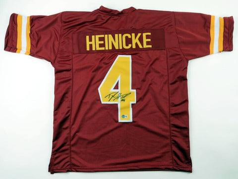 TAYLOR HEINICKE SIGNED WASHINGTON COMMANDERS #4 BURGUNDY JERSEY BECKETT