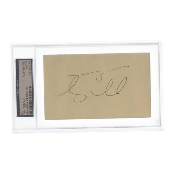 Tim Tebow Signed 3x5 Cut Signature (PSA Encapsulated) Ex Florida Gator QB Met OF