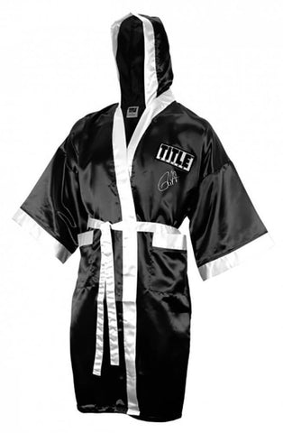 Roy Jones Jr. Signed Title Black/White Trim Boxing Robe With Hood (SCHWARTZ COA)