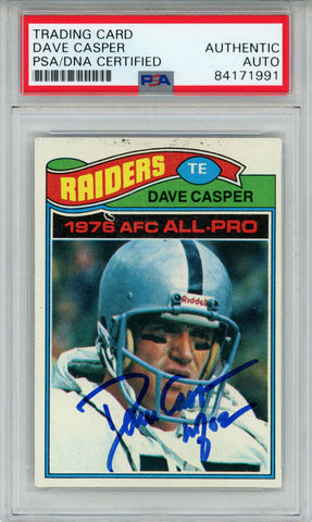 Dave Casper Autographed/Signed 1977 Topps #380 Trading Card PSA Slab 43707