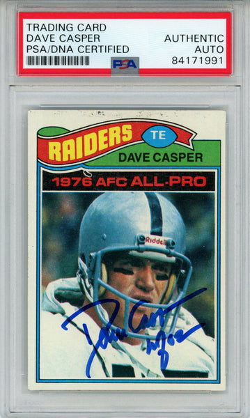 Dave Casper Autographed/Signed 1977 Topps #380 Trading Card PSA Slab 43707