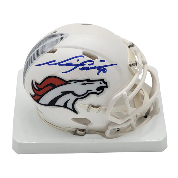 Neil Smith Autographed Denver Broncos White ALT Mini Helmet Beckett Witnessed
