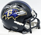 Terrell Suggs Autographed Falcons Black Mini Helmet Beckett Witness 2W637321