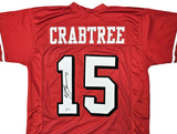 49ERS MICHAEL CRABTREE AUTOGRAPHED SIGNED RED JERSEY BECKETT WITNESS 215668
