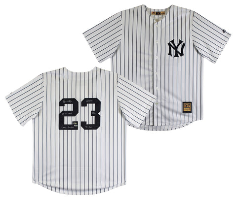 Don Mattingly "4x Insc" Signed White Pinstripe Majestic LE #11/23 Jersey Fan