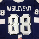 Autographed/Signed Andrei Vasilevskiy Tampa Bay Blue Jersey PSA/DNA COA