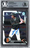 Giants Lucius Fox Signed 2016 Bowman Chrome Prospects #BCP13 Card BAS Slabbed