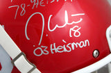 White Owens Sims Autographed OU F/S Schutt Authentic Helmet w/Insc - JSA W Auth