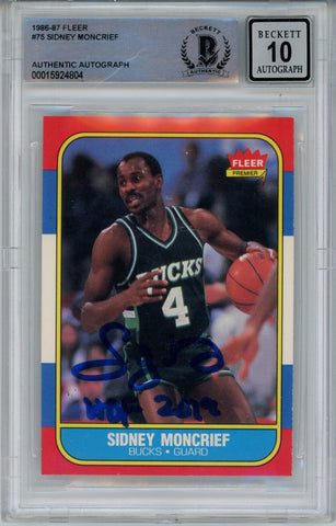 Sidney Moncrief Signed 1986-87 Fleer #75 Rookie Card Beckett 10 Slab 42902
