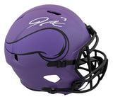 Vikings Jordan Addison Signed Rave Full Size Speed Rep Helmet W/ Case BAS Wit