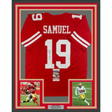 FRAMED Autographed/Signed DEEBO SAMUEL 33x42 San Francisco Red Jersey JSA COA