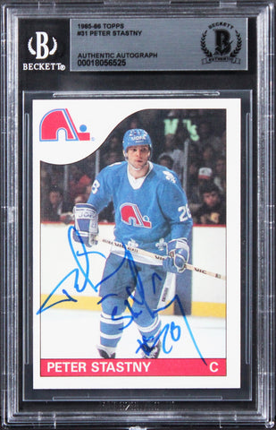 Nordiques Peter Stastny Authentic Signed 1985 Topps #31 Card BAS Slabbed