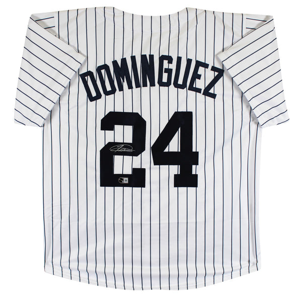 Jasson Dominguez Authentic Signed White Pinstripe Pro Style Jersey BAS