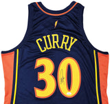 STEPHEN CURRY AUTOGRAPHED BLUE AUTHENTIC M&N 2009-10 WARRIORS ROOKIE JERSEY JSA