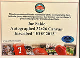 Joe Sakic Autographed /Inscribed HOF 2012 Avalanche Canvas Framed Art LSM COA