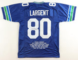 Steve Largent Signed Seattle Seahawks Stat Jersey Inscribed "HOF '95" (JSA COA)