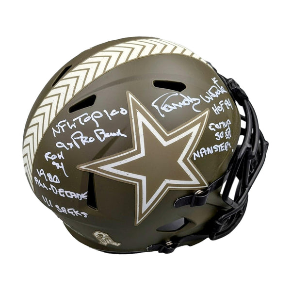 Randy White Autographed Salute To Service F/S Replica Helmet w/ Inscriptions COA