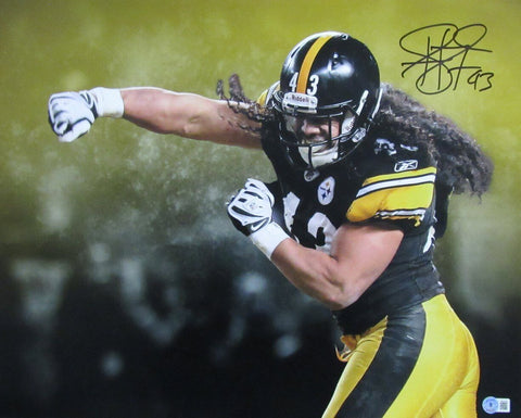 Troy Polamalu HOF Autographed 16x20 Photo Pittsburgh Steelers Beckett 178381
