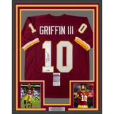 Framed Autographed/Signed Robert Griffin III RG3 33x42 Maroon Jersey JSA COA