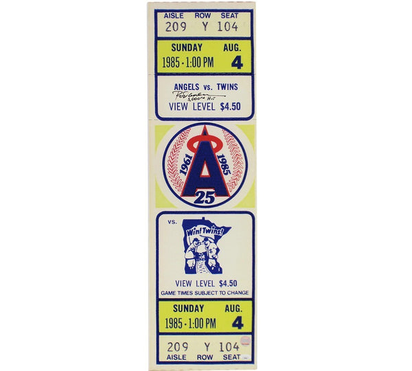 Rod Carew Signed Minnesota Twins 10x34 1985 Mega Ticket MLB Canvas with Inscr.