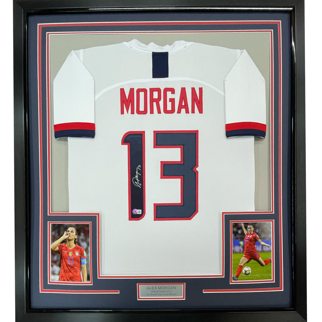 Framed Autographed/Signed Alex Morgan 35x39 White USA World Cup