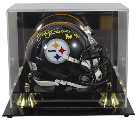 Steelers Jack Lambert "HOF 90" Signed Speed Mini Helmet W/ Case BAS