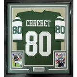 Framed Autographed/Signed Wayne Chrebet 33x42 New York Green Jersey JSA COA