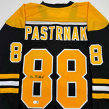 Autographed/Signed David Pastrnak Boston Black Hockey Jersey Beckett BAS COA #2