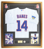 Ernie Banks Signed Chicago Cubs Framed 1969 Jersey (Beckett) Mr. Cub / 1977 HOF