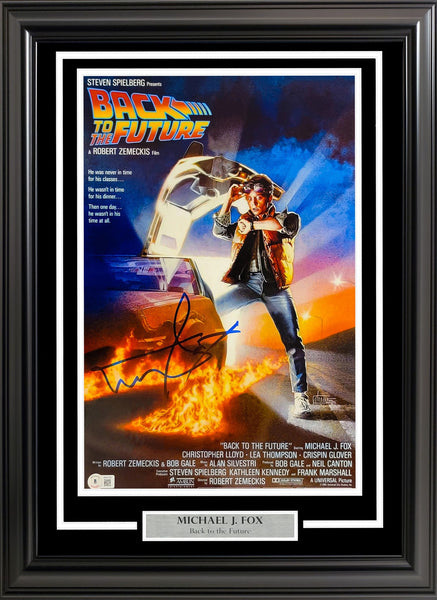 MICHAEL J. FOX AUTOGRAPHED FRAMED BACK TO THE FUTURE MOVIE POSTER BECKETT 236451