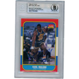 Karl Malone Autographed 1986 Fleer #68 Slabbed Trading Card Beckett 50615