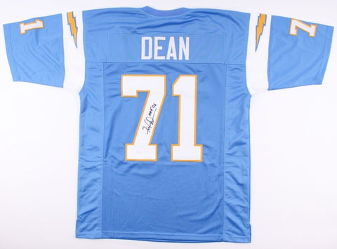 Fred Dean Signed Chargers Jersey Inscribed "HOF 08" (JSA COA) 2xSuper Bowl Champ