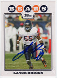 Lance Briggs Signed Bears 2008 Topps Football Trading Card #243 - (SCHWARTZ COA)