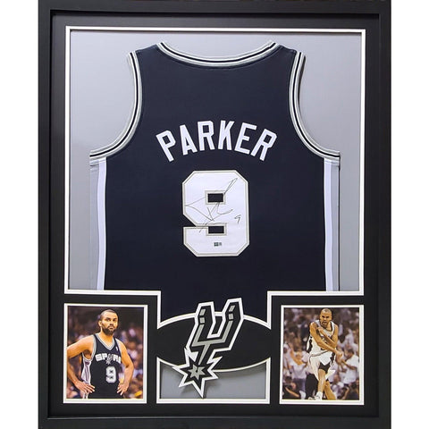Tony Parker Autographed Signed Framed San Antonio Spurs Jersey STEINER