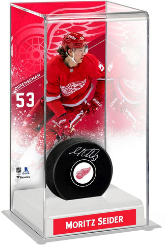 Moritz Seider Detroit Red Wings Deluxe Tall Hockey Puck Case