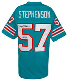 Dwight Stephenson Signed Teal Custom Football Jersey w/HOF'98 -(SCHWARTZ COA)